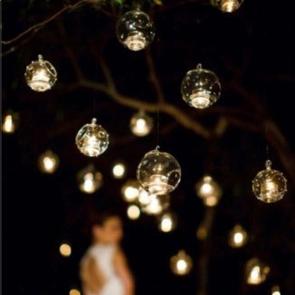 Pair CB2 Whirly Votive Holder Hanging Glass orb - Picture 10 of 10